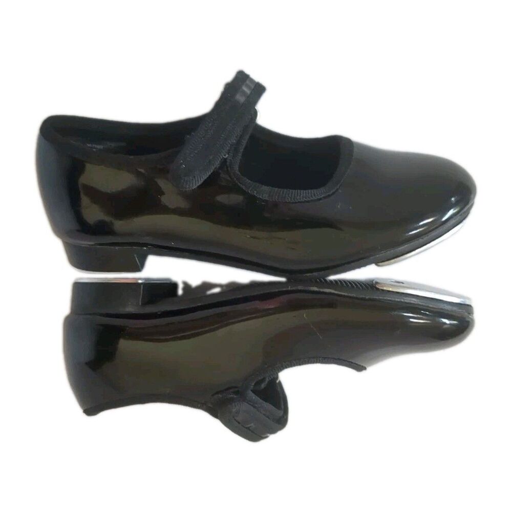 Dance Class Tap Shoes Toddler 8 Black Patent Leather Mary Jane MJ100 43656